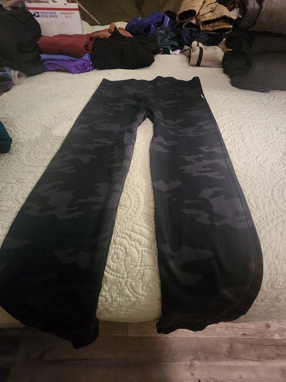 SPANX Black & Dark Gray Camo Flared Leggings